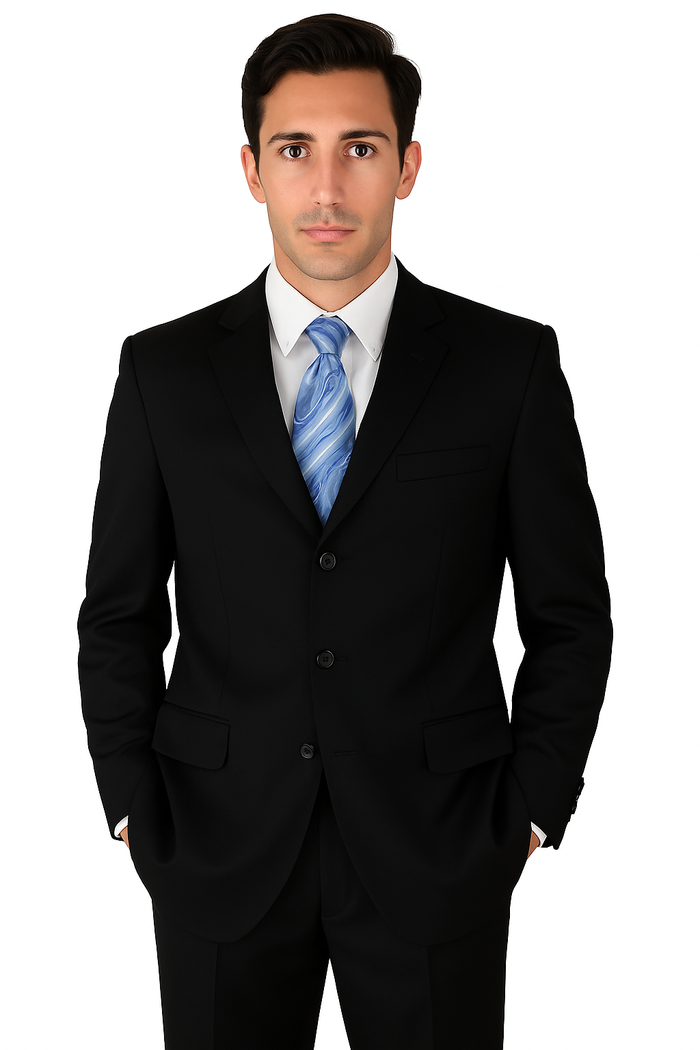 Milano Moda 3-Button Navy Suit for Men