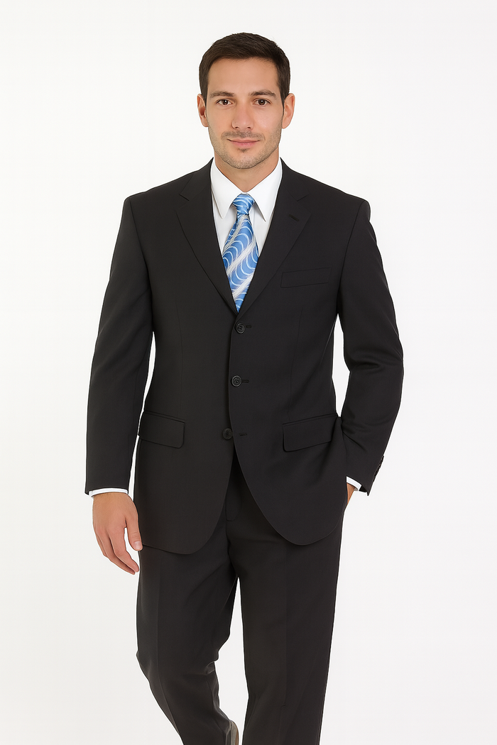 Milano Moda 3-Button Navy Suit for Men