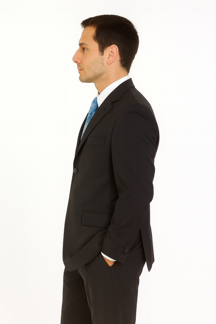 Milano Moda 3-Button Navy Suit for Men