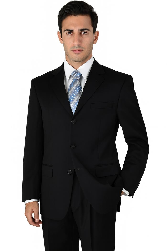 Milano Moda 3-Button Navy Suit for Men