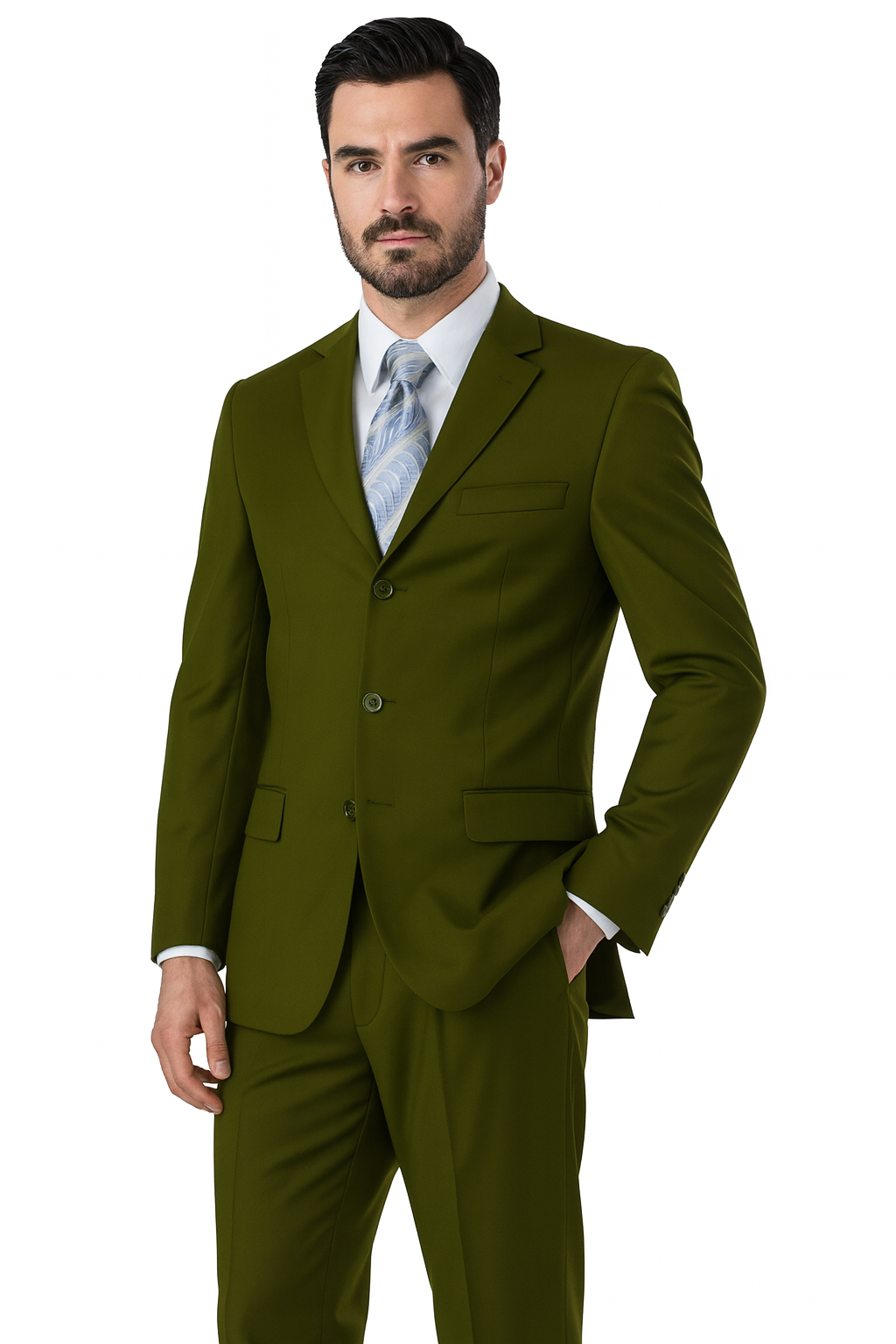 Milano Moda 3-Button Navy Suit for Men