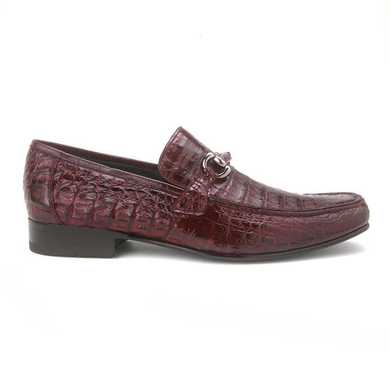 Metal Bit Burgundy Crocodile Loafers by Los Altos