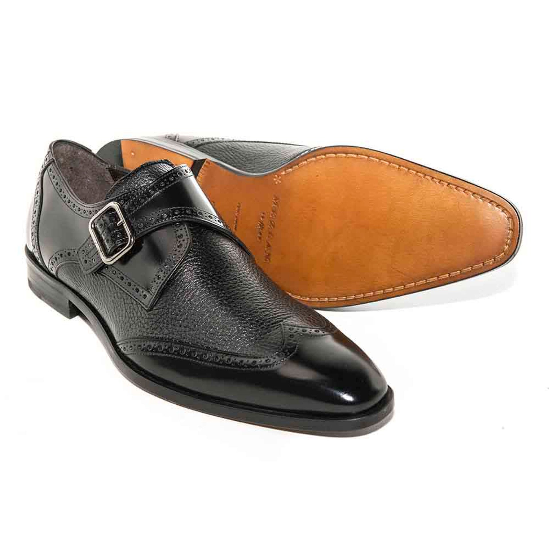 Senator By Mezlan Black Deerskin Monkstrap