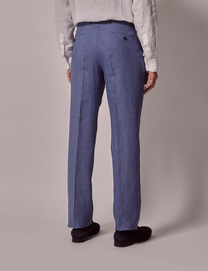 Men's Mid Blue Linen Suit for Summer Weddings