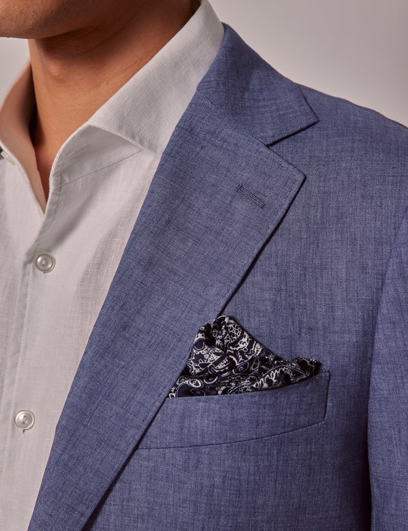 Men's Mid Blue Linen Suit for Summer Weddings