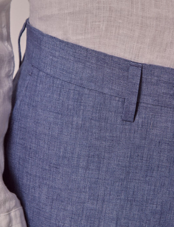 Men's Mid Blue Linen Suit for Summer Weddings