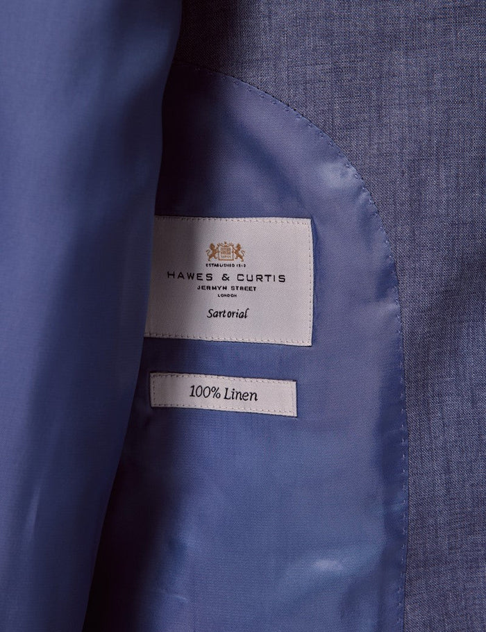 Men's Mid Blue Linen Suit for Summer Weddings
