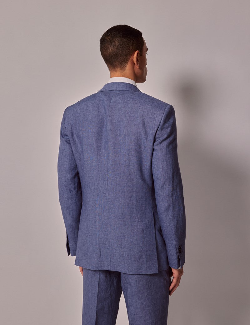 Men's Mid Blue Linen Suit for Summer Weddings