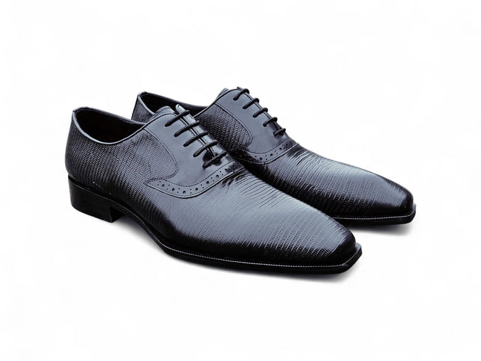 Carrucci Milano Lizard Embossed Oxford Dress Shoes