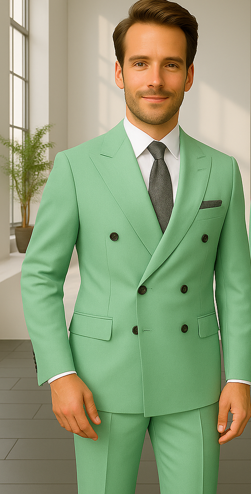 Italian Wool Double Breasted Pinstripe Suit