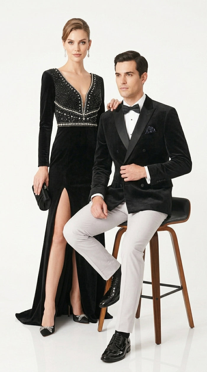 Men’s Black Velvet Double Breasted Tuxedo Blazer, Formal Wedding Prom Sport Coat