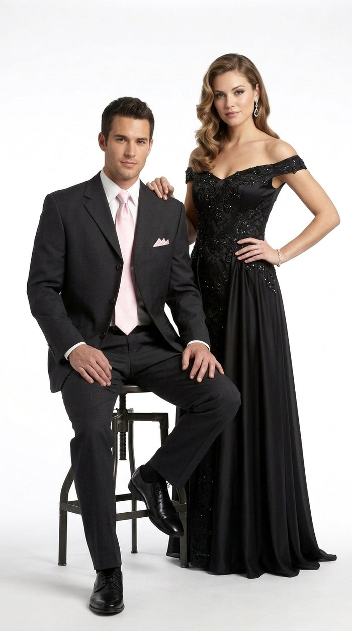 Men’s Black 4 Button Classic Fit Suit, Double Pleated Fully Lined Formal Wedding Business Suit