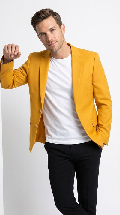 Executive Apparel Ultralux Men’s Gold Blazer Jacket, Formal Party Sport Coat for Weddings and Events