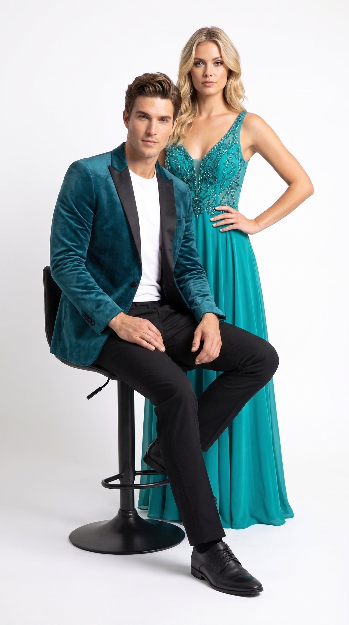 Men’s Teal Tuxedo Jacket with Black Shawl Lapel, Formal Prom Wedding Dinner Blazer