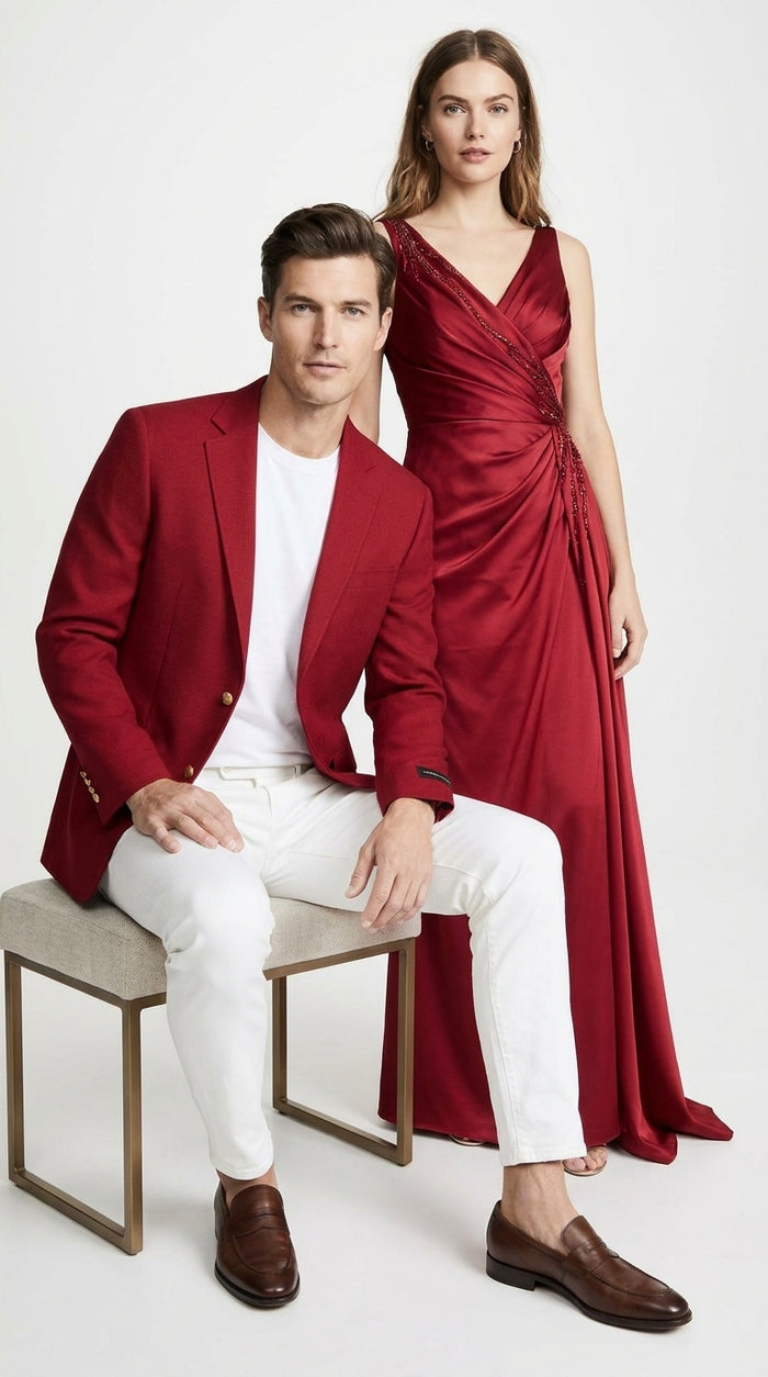 Men’s Classic Burgundy 2-Button Blazer – Wedding, Church, Business and Formal Sport Coat