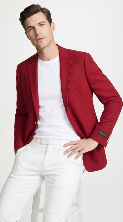 Men’s Classic Burgundy 2-Button Blazer – Wedding, Church, Business and Formal Sport Coat