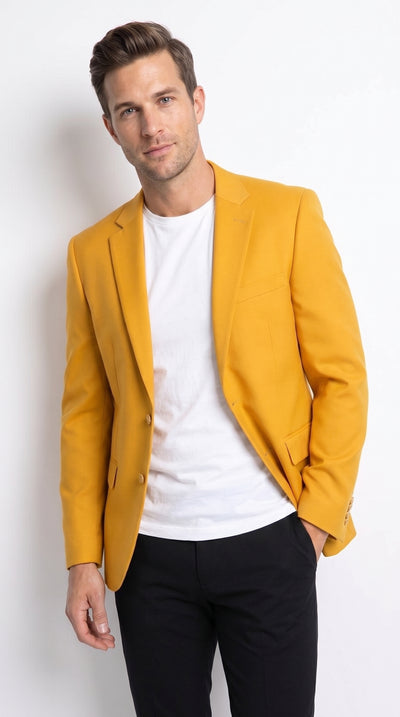 Executive Apparel Ultralux Men’s Gold Blazer Jacket, Formal Party Sport Coat for Weddings and Events