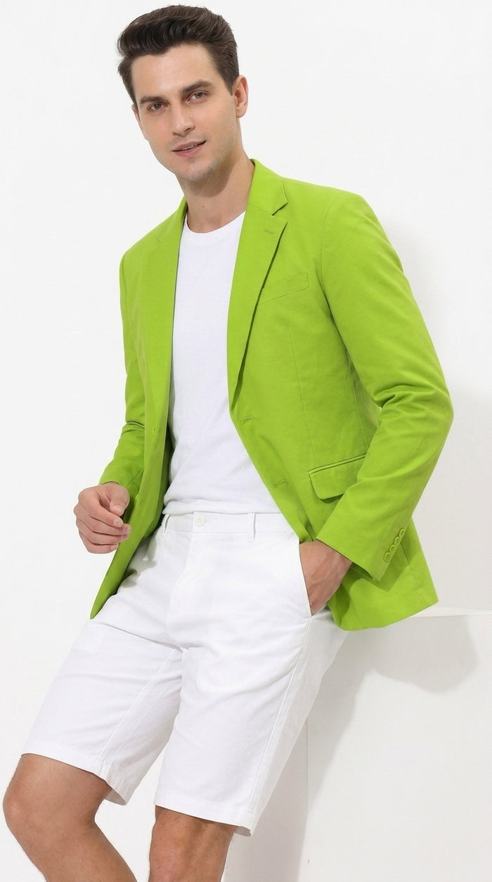 Men’s Apple Green Summer Sport Coat, Lime Green Classic Fit Blazer for Parties and Casual Events