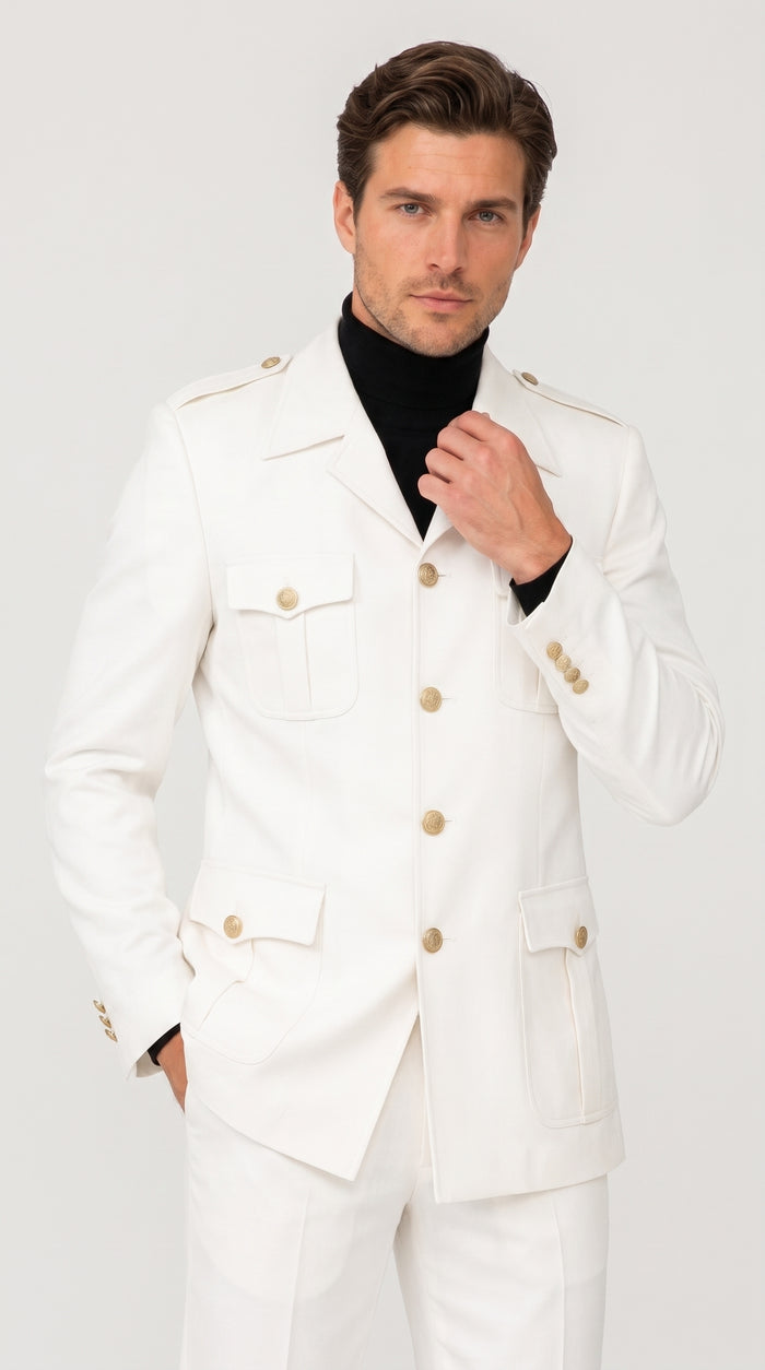 Rossi Man DUKE RM1762 Men’s White 3 Piece Suit, Modern Tailored Formal Wedding Dress Suit