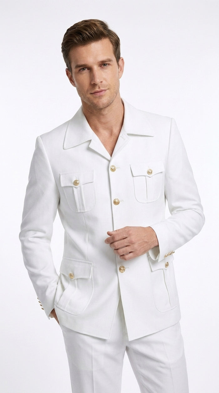 Rossi Man DUKE RM1762 Men’s White 2 Piece Suit, Modern Formal Wedding Prom Dress Suit