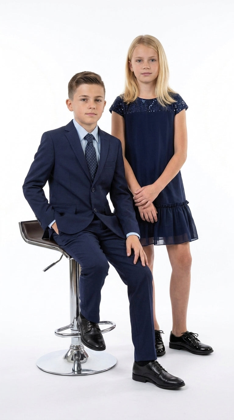 Boys’ Navy Blue 2-Piece Suit – Toddler and Kids Wedding, Church and Formal Suit