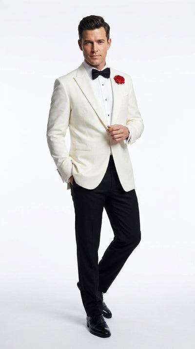 Men’s James Bond Inspired White Suit Costume, Classic Spy Formal Tuxedo Dinner Jacket Outfit