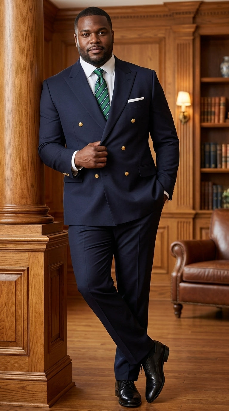 Men’s Solid Black Double Breasted Suit Blazer, Gold Button Formal Business Sport Coat