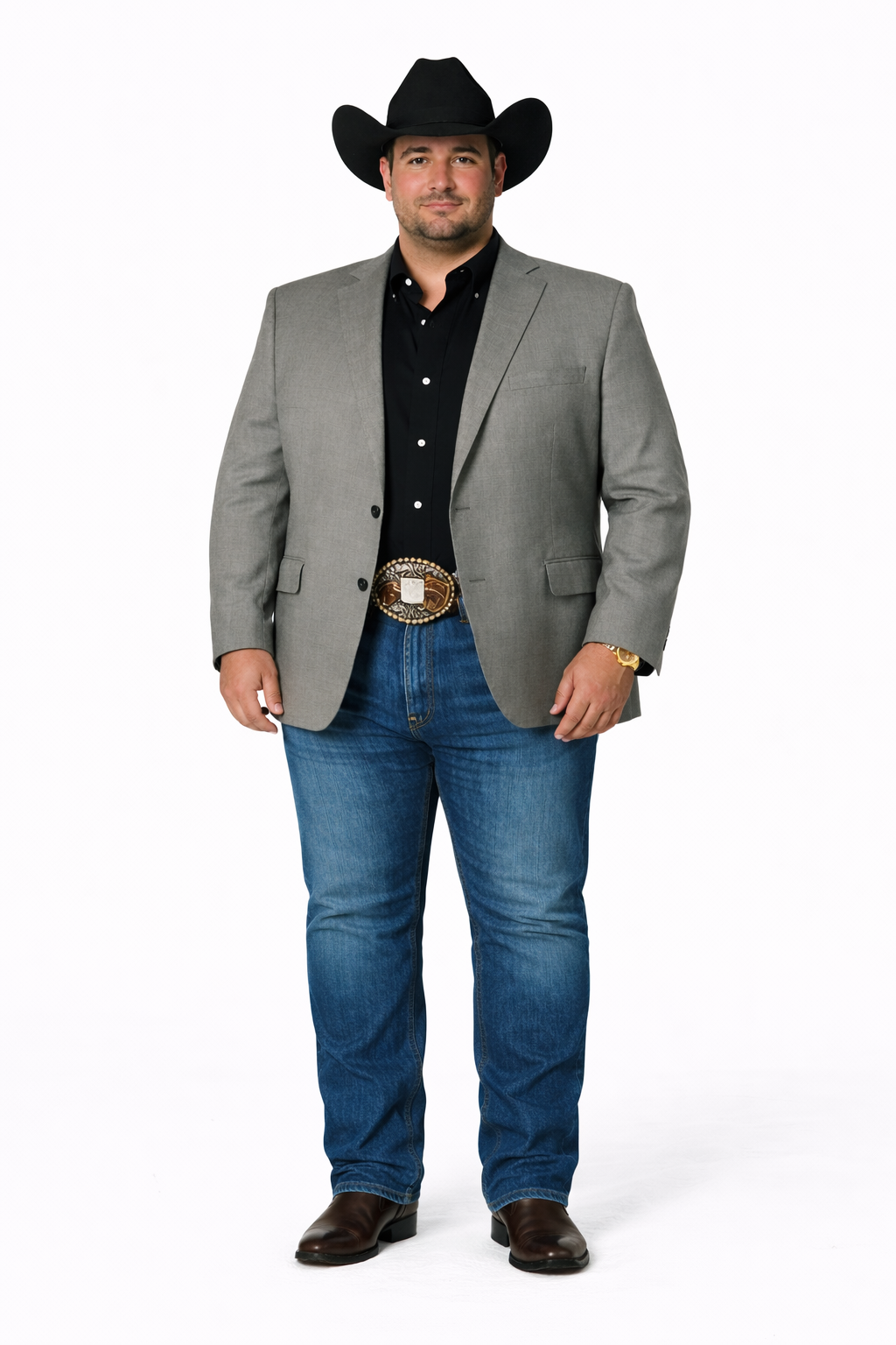 Modern Cowboy Blazer for Men – Grey Western Jacket with Style