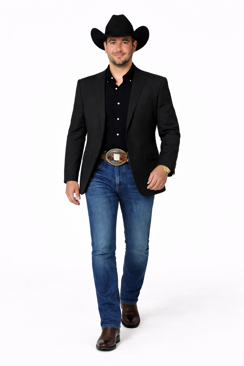 Modern Cowboy Blazer for Men – Grey Western Jacket with Style