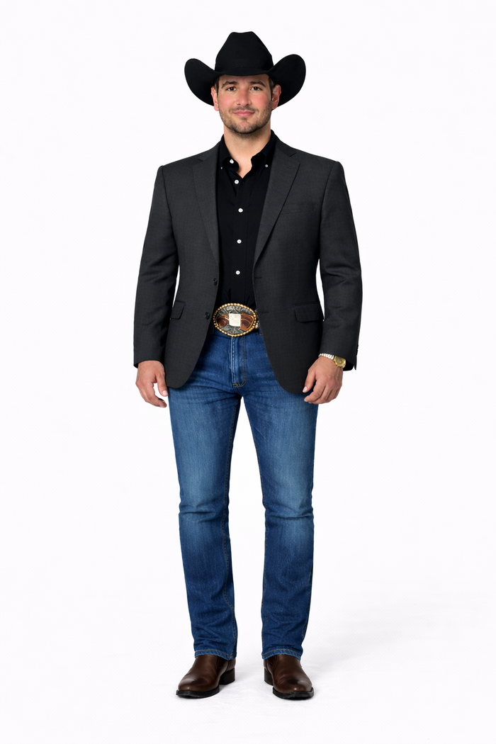 Modern Cowboy Blazer for Men – Grey Western Jacket with Style