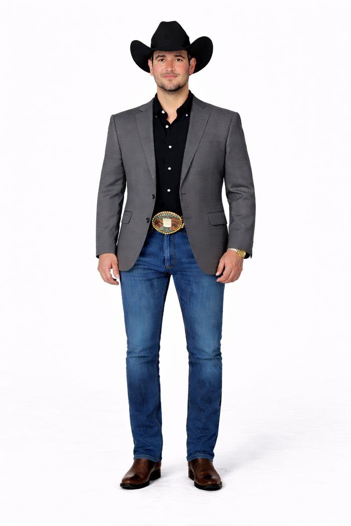 Modern Cowboy Blazer for Men – Grey Western Jacket with Style