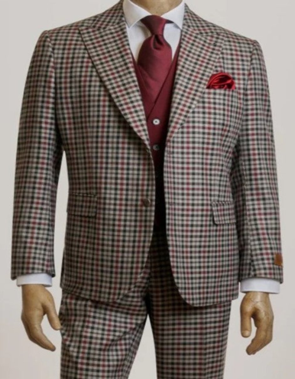 Men's Modern Multicolor Suit - No Pleats