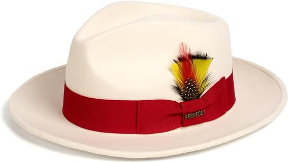 Gangster Wool Crushable Fedora Hat with Removable Feather