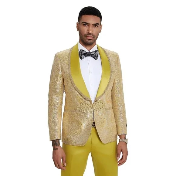 Mustard Paisley 2pc Suit by Tazzio