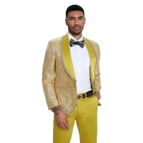 Mustard Paisley 2pc Suit by Tazzio