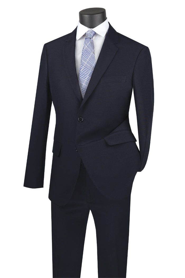 Classic Fit 2 Button Navy Poplin Suit