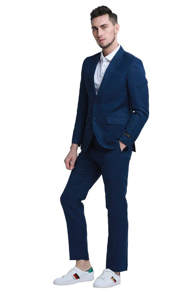 Navy Linen Style Two Button Summer Suit