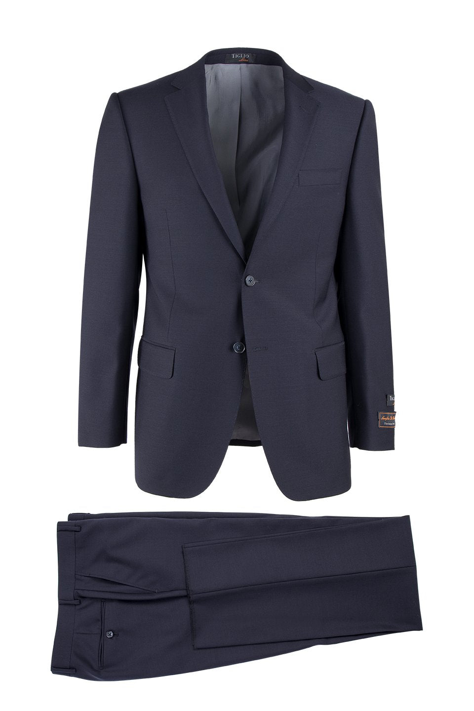 Novello Navy Modern Fit Wool Suit by Tiglio Luxe