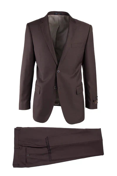 Novello Brown Modern Fit Wool Suit by Tiglio Luxe