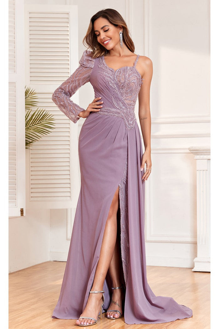 High Couture NR2313 Fitted Slit Formal Long Evening Beaded Dress
