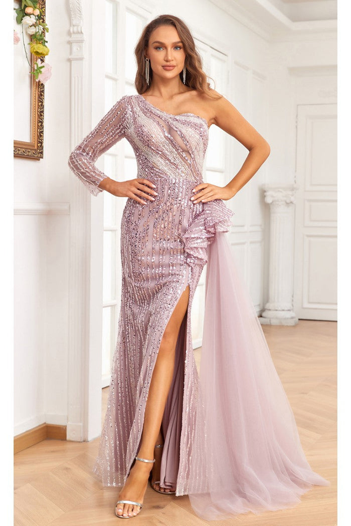 High Couture NR2335 Beaded Long Slit Formal Evening Dress