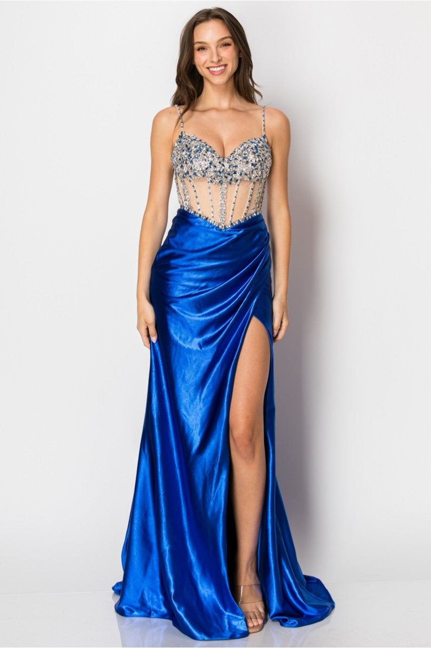 High Couture NR2405 Fitted Long Formal Slit Evening Dress