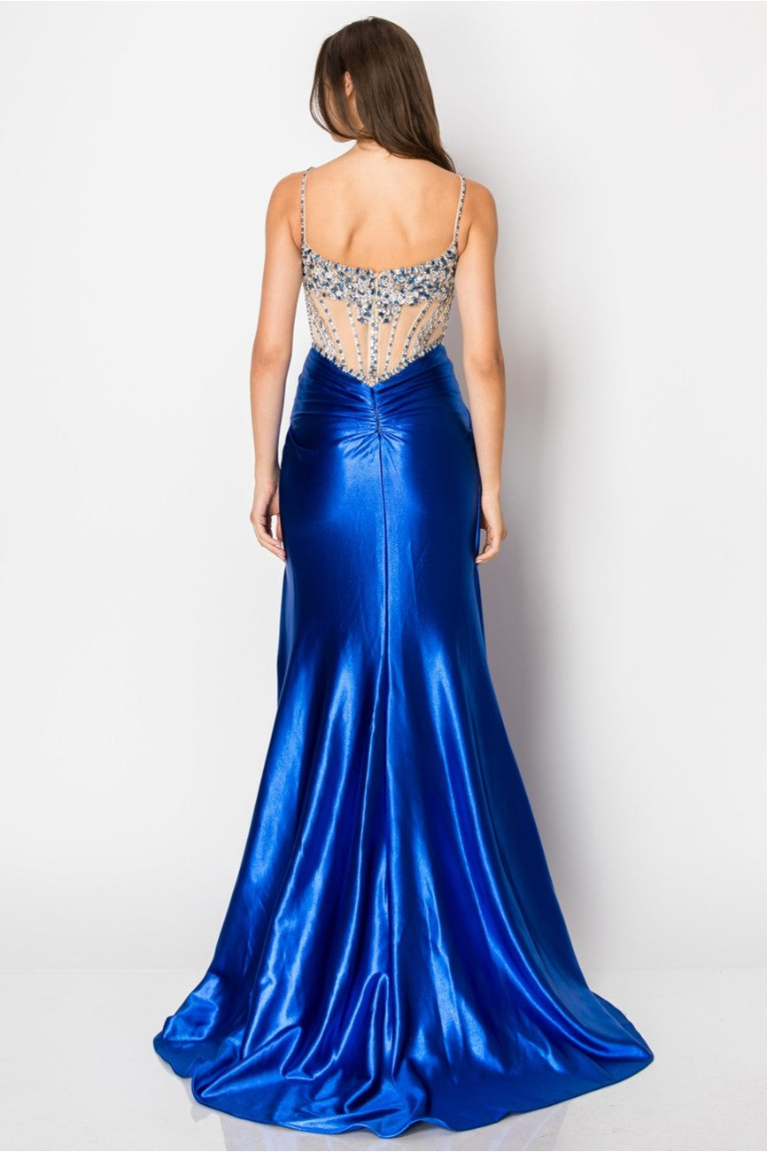 High Couture NR2405 Fitted Long Formal Slit Evening Dress