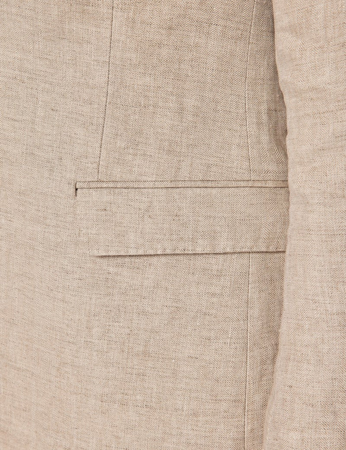 Men's Linen Beach Wedding Suit Natural Herringbone