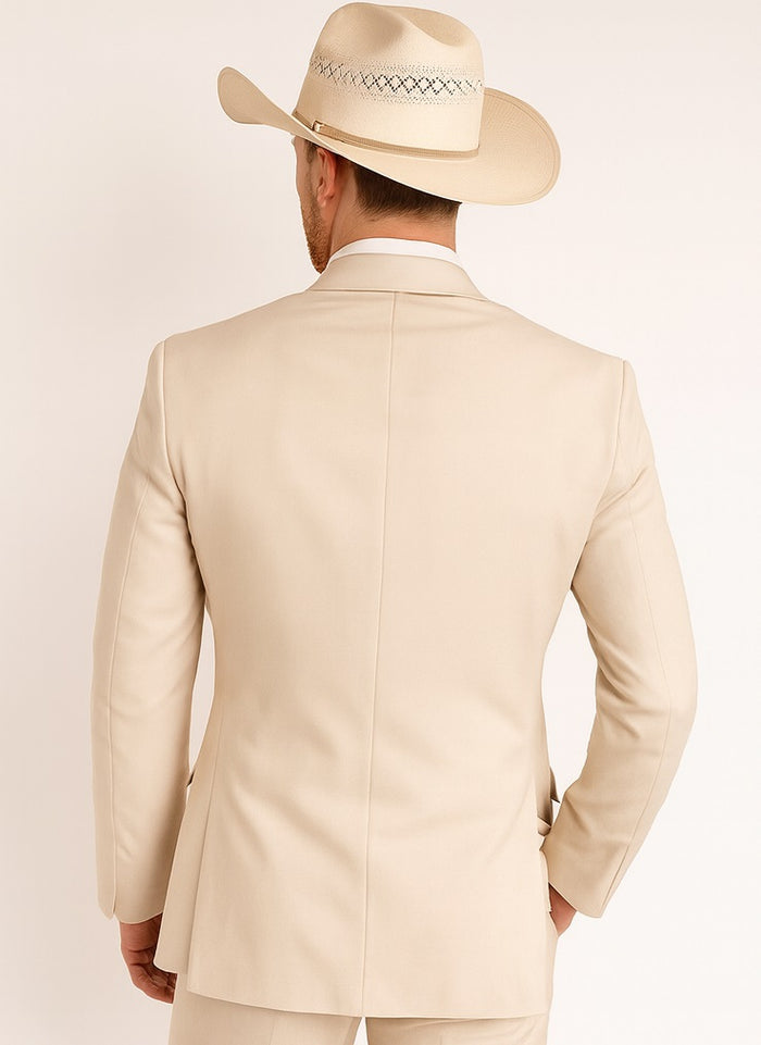Mens Natural - Sand Cowboy Tuxedo - White Cowboy Suit - Western Suit (Jacket + Pants)