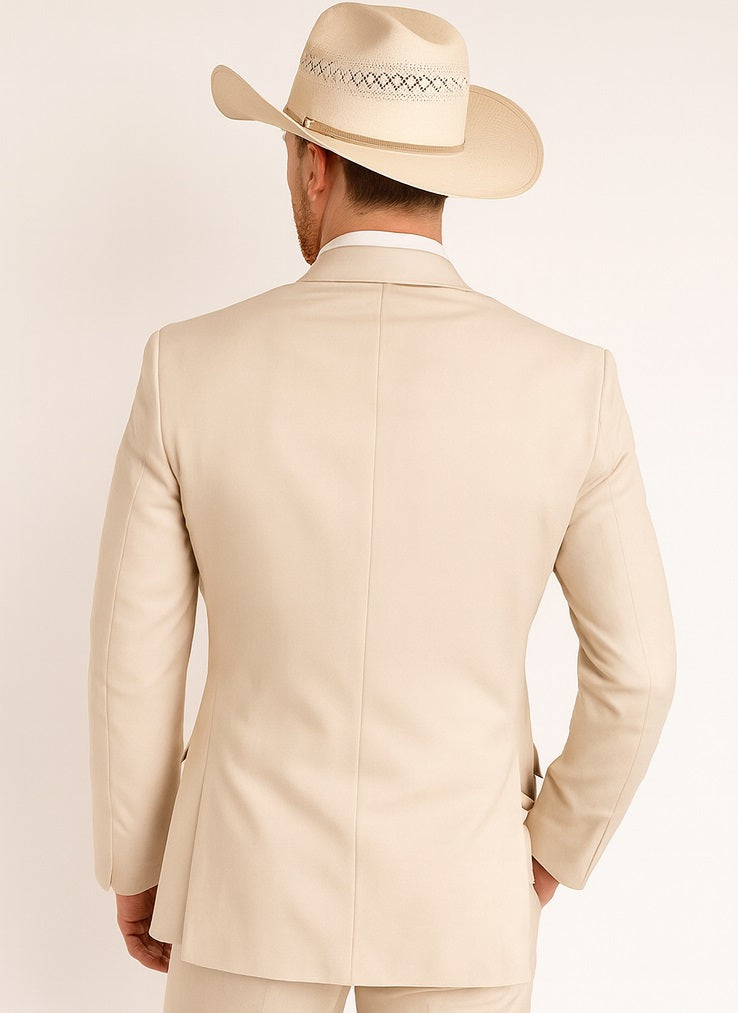 Mens Natural - Sand Cowboy Tuxedo - White Cowboy Suit - Western Suit (Jacket + Pants)