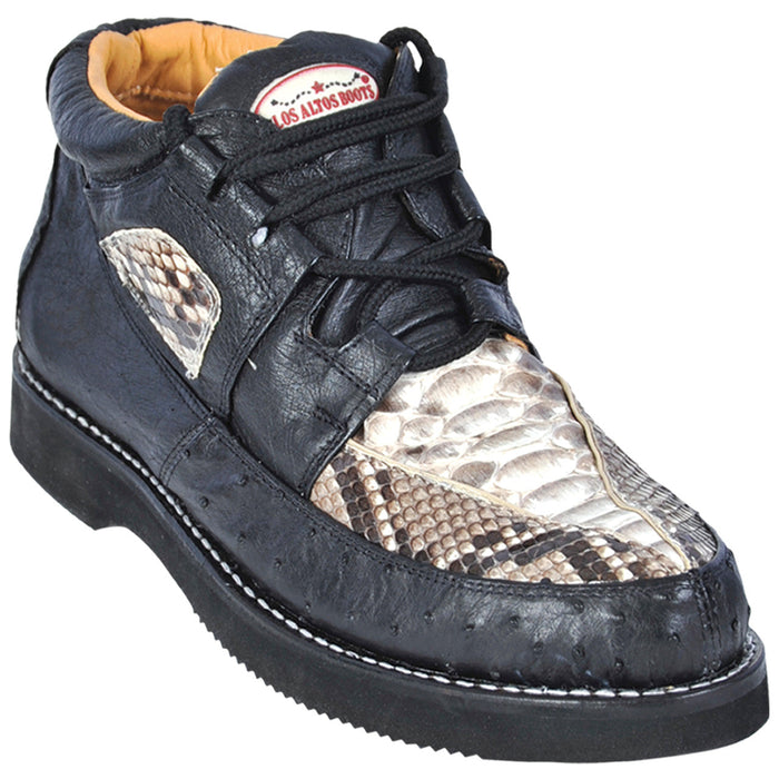 Natural & Black Python Ostrich Skin Sneakers