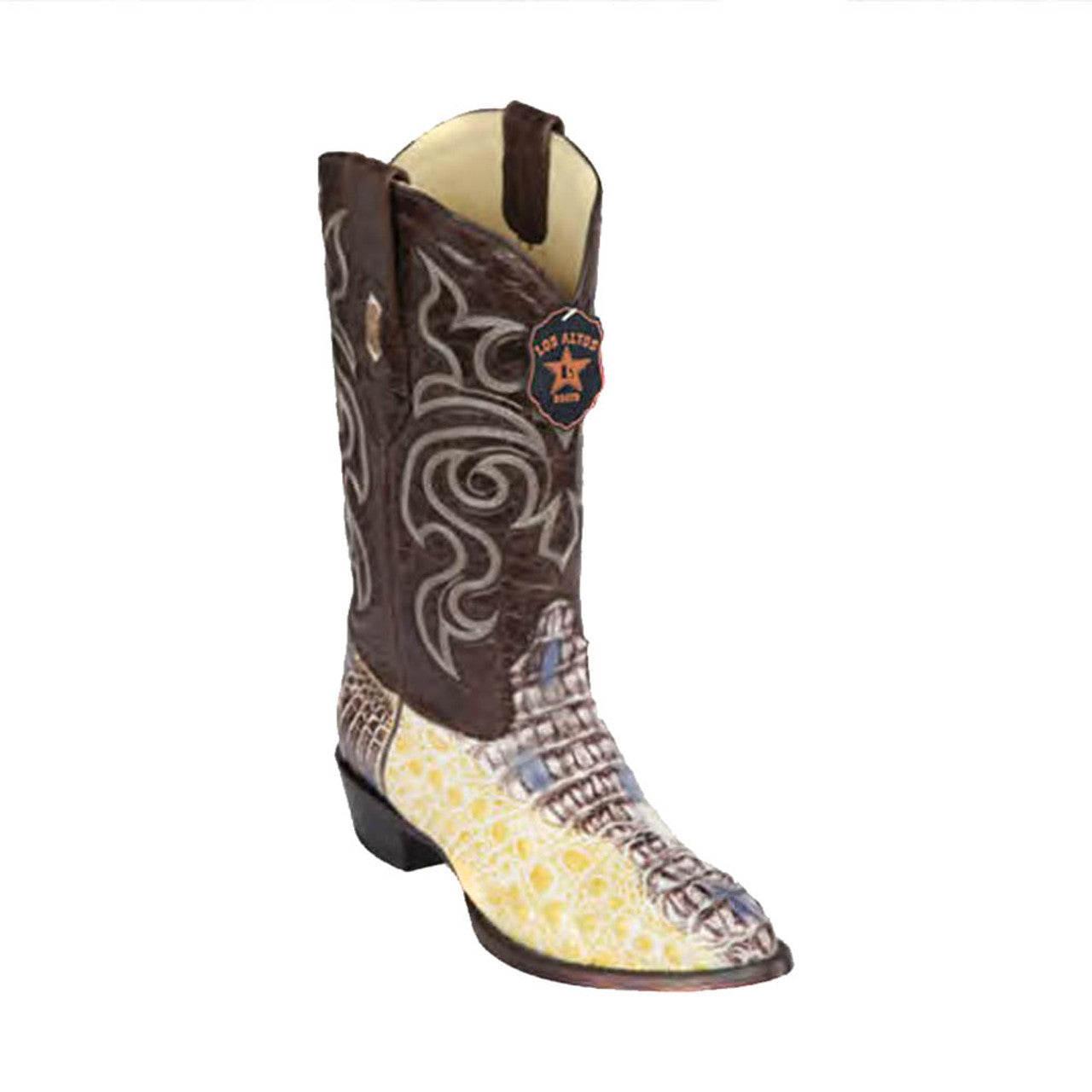 Los Altos Caiman Hornback Boots Natural Leather