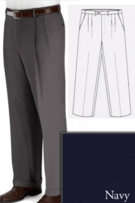 Navy Medium Year-round Weight Big and Tall Dress Pants