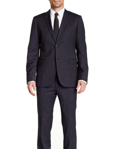 Men's Dark Navy Blue Suit For Men Slim Fit 2 Buttons Wool Pinstriped Suit